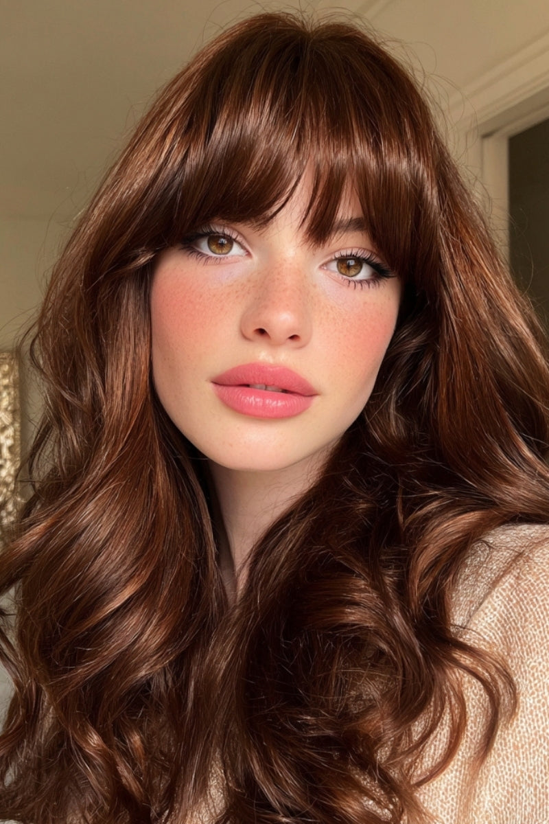 Mahogany Dark Brown Fashion Wig with Warm Highlights – 5x5 Closure HD Lace & Comfort Band for a Flawless Fit