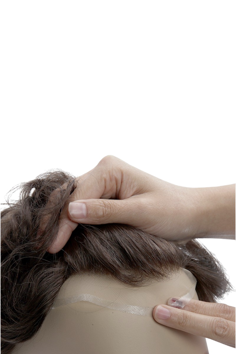 For Bald Men's Wavy Glueless 360 Full Swiss Lace Wig, Anti-Slip PU Cap Real Scalp Effect 8x10, 6 Inches (Best for Active Lifestyle)