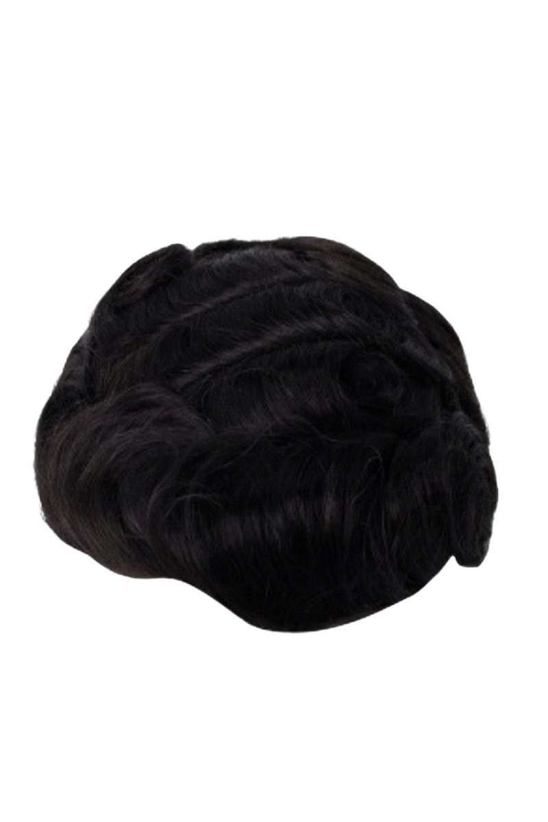 For Bald Men's Wavy Glueless 360 Full Swiss Lace Wig, Anti-Slip PU Cap Real Scalp Effect 8x10, 6 Inches (Best for Active Lifestyle)