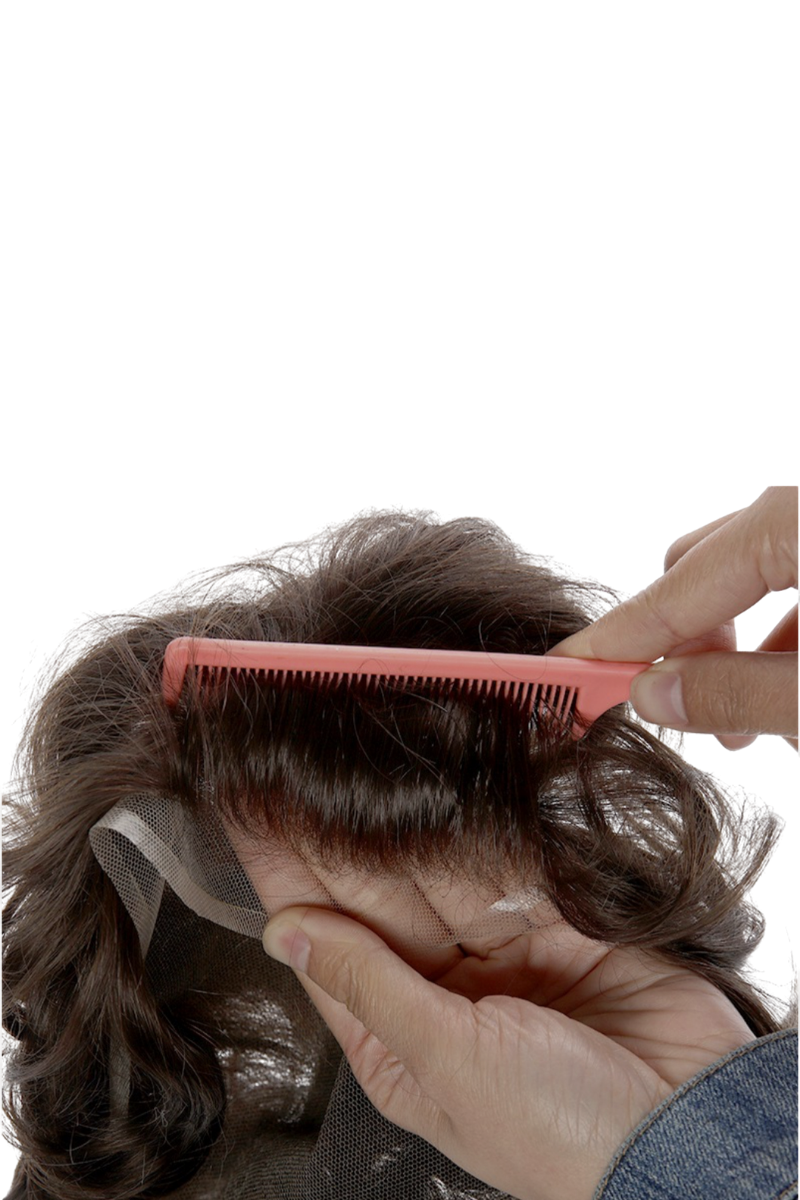 For Bald Men's Wavy Glueless 360 Full Swiss Lace Wig, Anti-Slip PU Cap Real Scalp Effect 8x10, 6 Inches (Best for Active Lifestyle)