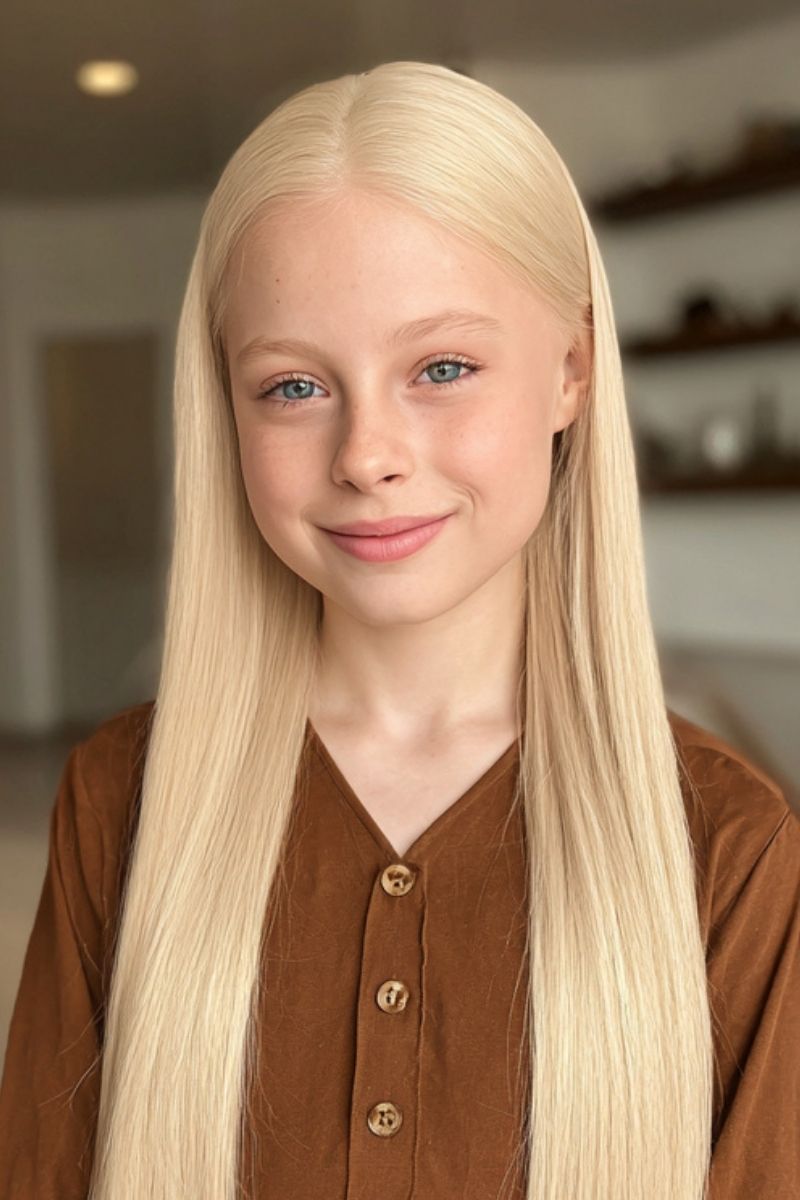 Children’s Medical Wig for Chemo Patients, Hair Loss Patients, Honey blonde, Anti Slip Glueless Swiss Lace Wig, Real Scalp Effect PU Lace , Ready to Wear 